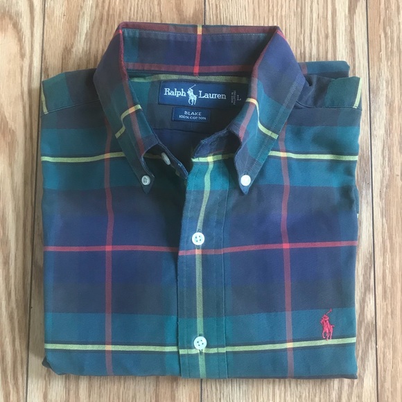 Ralph Lauren Green Blue Red Plaid Classic Oxford Dress Shirt NWT